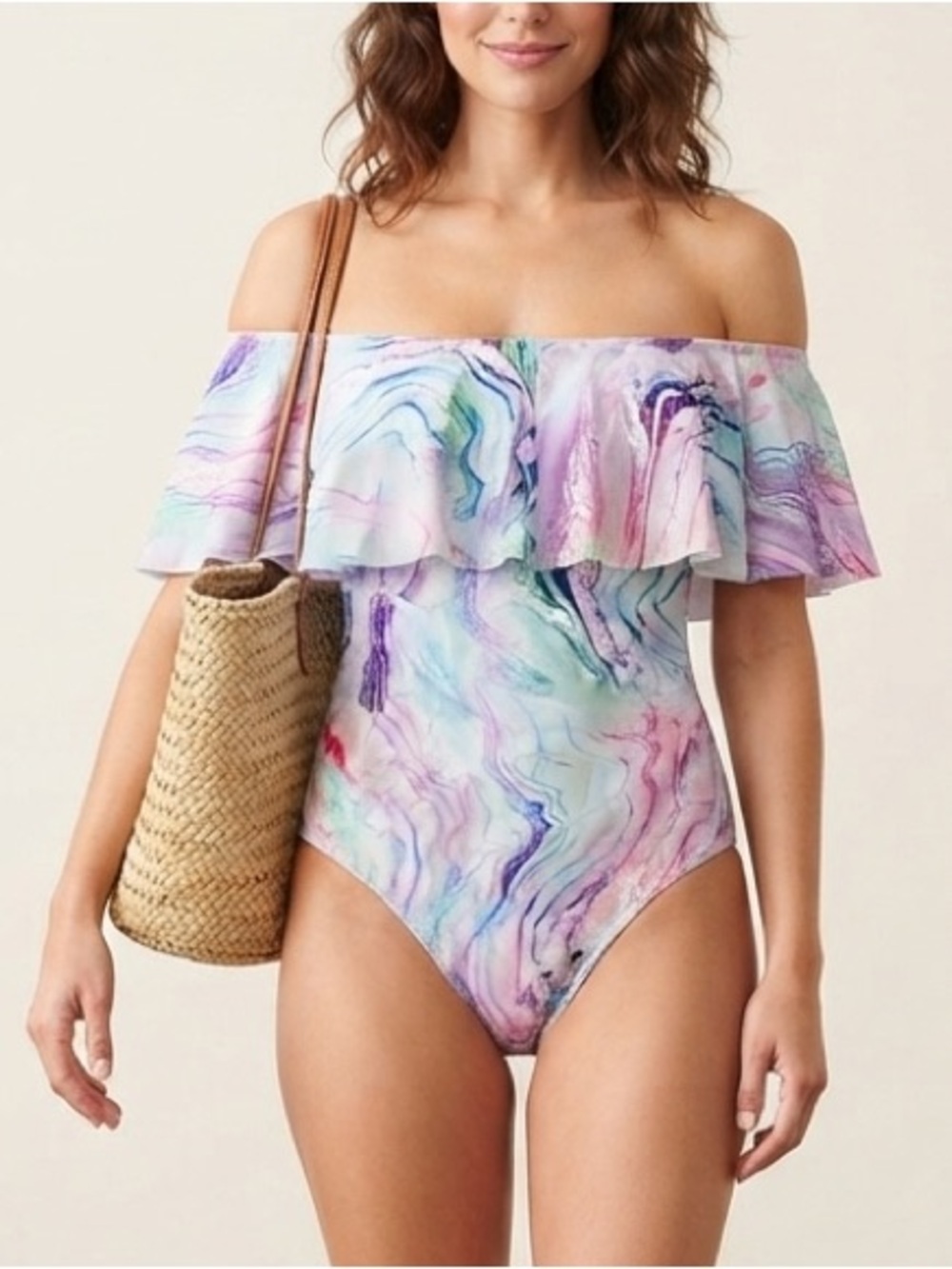 NWT Ruffled One Piece Bathing Suit Size XS